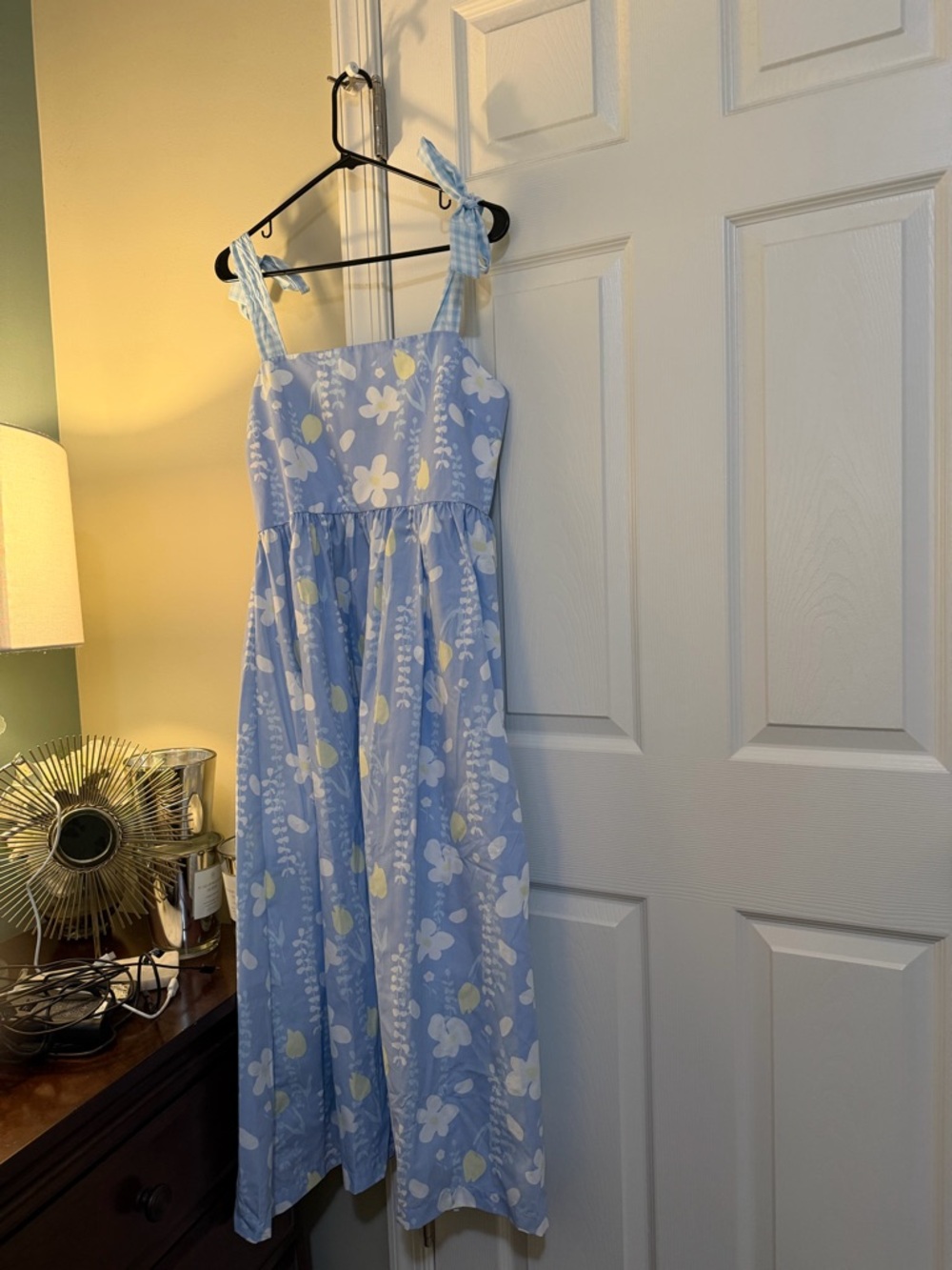 The Beaufort Bonnet Company Light Blue Floral Smocked Dress
